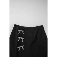Black Rhinestone Bow Wrap High Waist Mini Skirt - M thumbnail