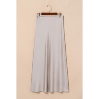 Jet Stream Satin Solid High Waist Maxi Skirt - XL thumbnail