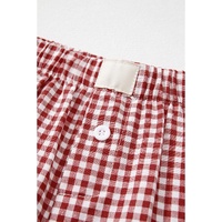 Red Plaid Gingham Printed High Waist Shorts - S thumbnail