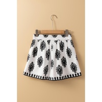 Black Tribal Geometric Print Belted High Waist Casual Shorts - XL thumbnail