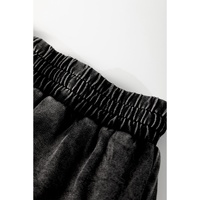 Black Mineral Wash French Terry High Waist Casual Shorts - M thumbnail