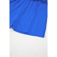 Sky Blue Drawstring High Waist Lined Tennis Skorts - S thumbnail