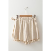 Apricot Tassel Trim Wrap Knot Side Bohemian Style Mini Skort - M thumbnail