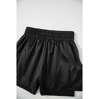 Black Elastic High Waist Pocketed Casual Shorts - XL thumbnail