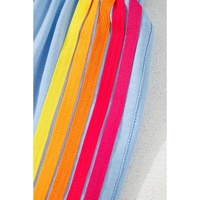 Beau Blue Color Block Stripes Elastic High Waist Active Shorts - M thumbnail