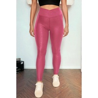 Rose Red Crossed Dip Waist Sleek Leather Leggings - M thumbnail