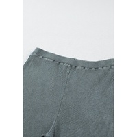 Dark Grey Vintage Wash Ribbed Leggings - L thumbnail