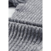 Gray Wide Waistband Ribbed Textured Knit Leggings - L thumbnail