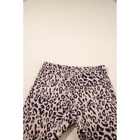 Khaki Leopard Print Ribbed Textured Knit Biker Shorts - XL thumbnail