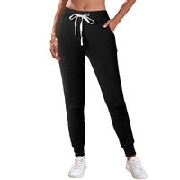 Black Drawstring Waist Pocketed Joggers - M thumbnail