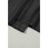 Black Side Pockets Frilled Smocked High Waist Wide Leg Jeans - M thumbnail