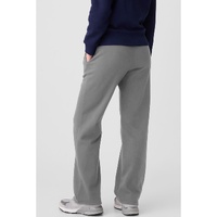 Light Grey Solid Color Fleece Lined Drawstring Waist Casual Pants - 2XL thumbnail