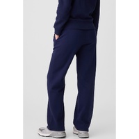 Navy Blue Solid Color Fleece Lined Drawstring Waist Casual Pants - M thumbnail