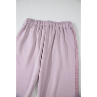 Orchid Petal Drawstring Waist Satin Stripe Patch Straight Leg High Waist Pants - L thumbnail