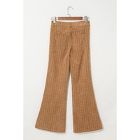 Grapefruit Orange Checkered Corduroy Flare High Waist Pants - L thumbnail