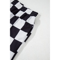 Black Checkerboard Elastic Waist Pocketed Joggers - S thumbnail