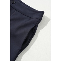 Dirty blue Dual Buttoned High Waist Pleated Wide Leg Pants - L thumbnail