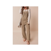 Gray Morn Solid Pocketed Loose Fit Corduroy Overall - L thumbnail