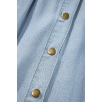 Mist Blue Fully Buttoned Long Denim Skirt - XL thumbnail