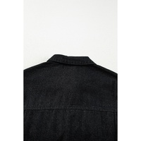 Black Raw Edge Ruffled Short Sleeve Denim Jacket - XL thumbnail