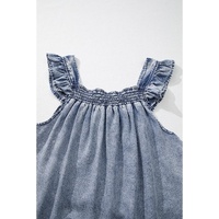 Ashleigh Blue Ruffled Shirred Neckline Sleeveless Denim Tank Top - XL thumbnail