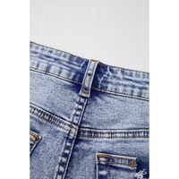 Beau Blue Pearl Studded Pockets Raw Hem Denim Shorts - 8 US thumbnail