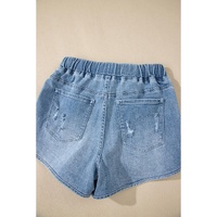 Myosotis Drawstring High Waist Distressed Denim Shorts - 10 US thumbnail