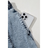 Dusk Blue Drawstring High Waist Pocketed Denim Shorts - 6 US thumbnail