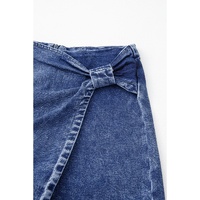 Sail Blue Acid Wash Asymmetric Twisted Wrapped Zipped Denim Skort - 4 US thumbnail