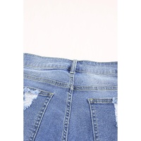Sky Blue Ripped Tassel Bermuda Denim Shorts - M thumbnail