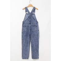 Sail Blue Denim Bib Straight Leg Jumpsuit with Pockets - L thumbnail