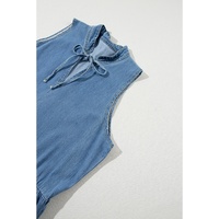 Blue Sleeveless Tiered Chambray Maxi Dress - S thumbnail
