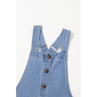 Beau Blue Wide Strap Button Front Pocketed Denim Mini Dress - XL thumbnail