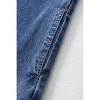 Blue Short Sleeve Collared Patched Pocket Denim Mini Dress - M thumbnail