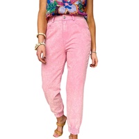 Azura Exchange Acid Wash Elastic Cuffed Jeans - 10 US thumbnail