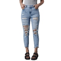 Sky Blue Acid Wash Distressed Slim Fit Jeans - 14 US thumbnail