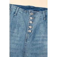 Dusk Blue Multi Buttons Medium Wash Straight Loose Leg Jeans - 8 US thumbnail