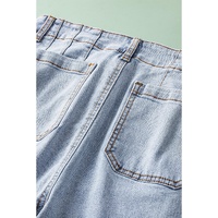 Beau Blue Acid Wash Contrast Edge Pocketed Cropped Jeans - 12 US thumbnail