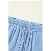 Myosotis Drawstring High Waist Wide Leg Denim Pants - L thumbnail
