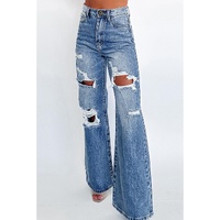 Ashleigh Blue Acid Wash Distressed Wide Leg High Waist Jeans - 12 US thumbnail