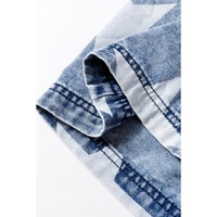 Light Blue Star Print Light Wash Drawstring High Waist Wide Leg Jeans - 6 US thumbnail