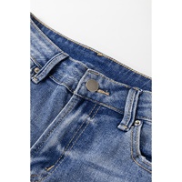 Ashleigh Blue Distressed Raw Hem Straight Leg High Waist Jeans - 10 US thumbnail