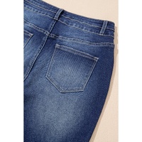 Sail Blue High Rise Dual Button Distressed Raw Hem Flared Jeans - 8 US thumbnail