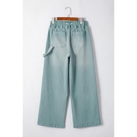 Smoke Green Mineral Wash Drawstring High Waist Wide Leg Jeans - 14 US thumbnail