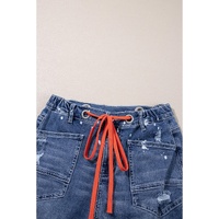 Ashleigh Blue Ripped Splattering Paint Rope Waist Cropped Straight Jeans - 6 US thumbnail