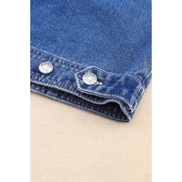 Blue Chest Pockets Drop Shoulder Loose Denim Jacket - L thumbnail
