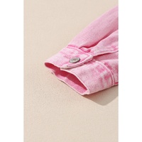 Pink Rivet Studded Pocketed Denim Jacket - L thumbnail