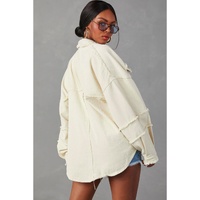 White Frayed Exposed Seam Denim Jacket - L thumbnail