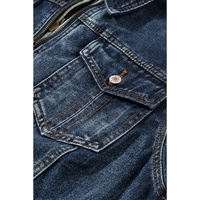 Dark Blue Fake Two-Piece Hooded Zip-Up Denim Jacket - S thumbnail