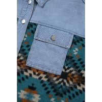 Blue Aztec Printed Denim Jacket - M thumbnail